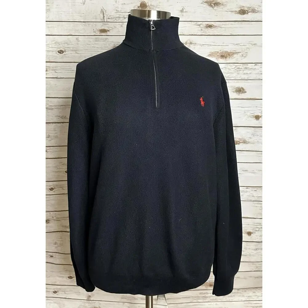 Polo Ralph Lauren classic Pima cotton quarter zip mock neck pullover sweater XXL
